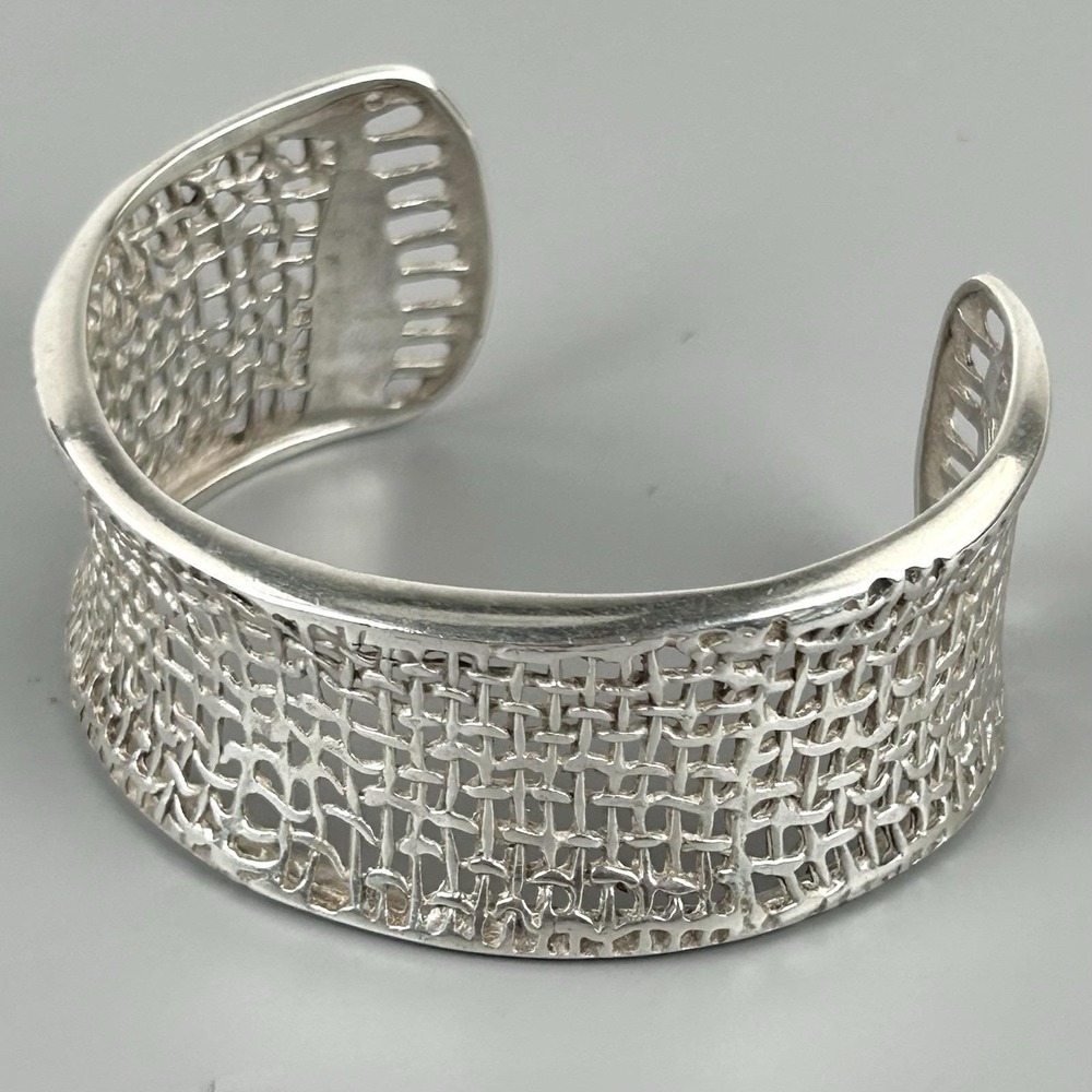 Silpada B1625 Woven Mesh 925 Sterling Silver Wide Cuff Bracelet 29.85g